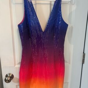 Vibrant Blue and Pink Mini Dress